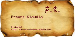 Preusz Klaudia névjegykártya